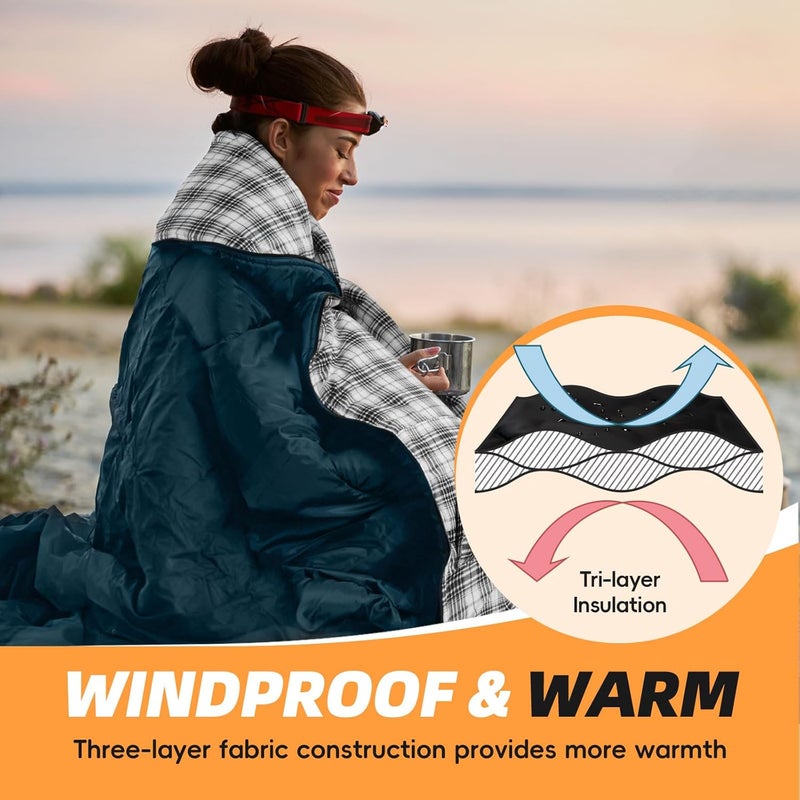 Mereza Flannel Sleeping Bag for Adults XL, Large Wide Sleeping Bags for Camping Mens Warm Cotton Sleeping Bag 4 Season Warm & Cool Weather - Image 5